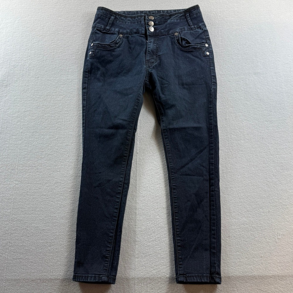 Always Friday Skinny Jeans Womens 11 Black High Rise Triple Button 28x25